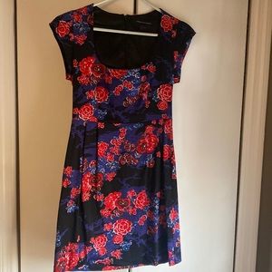 French Connection size 6 dress (runs small) purple red and blue